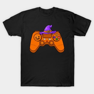 Pumpkin Game Controller Costume Funny Halloween Gamer Boys T-Shirt